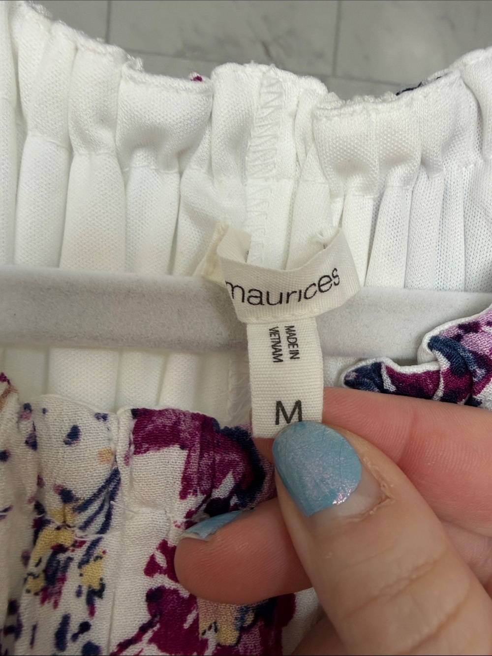 Maurices White Maxi Dress with Purple and Navy Floral Print - Picture 2 of 3